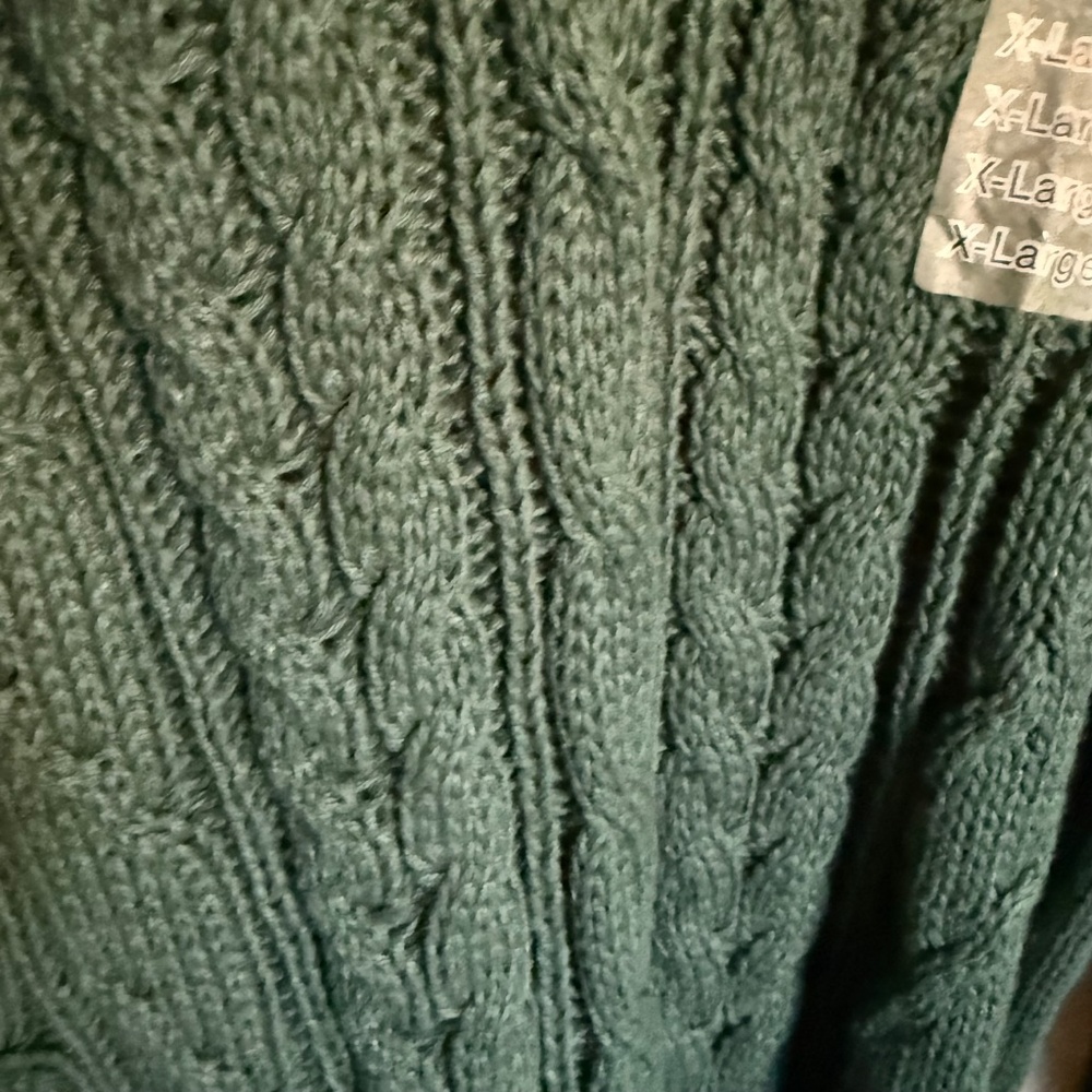NWT Vintage Weekends Green Cable Knit V Neck Variety Sweater Size XL Deadstock - Picture 3 of 11